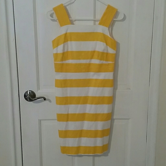Ann Taylor yellow and white striped sun dress 00P - Picture 2 of 4