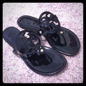 Tory Burch Miller Sandals - Black Patent Leather 9