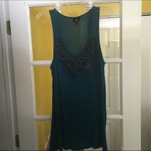 Teal Tank with Zipper Accents