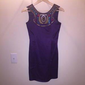 Rhinestone Detailed Purple Mini Dress