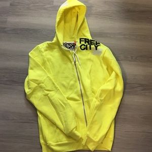 Free City Neon yellow zip up sweater
