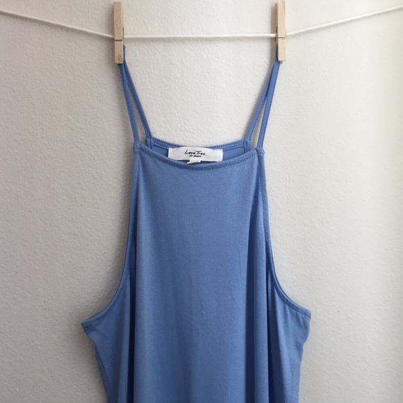Baby blue halter top w/ trendy slits up the sides!