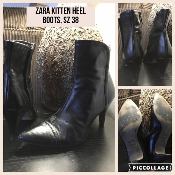 ZARA pointed toe kitten heel boot