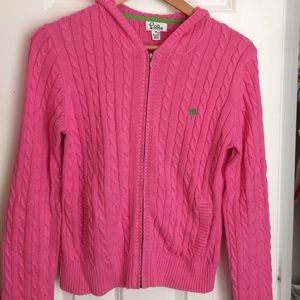 Lilly Pulitzer hooded cable knit zipper cardigan
