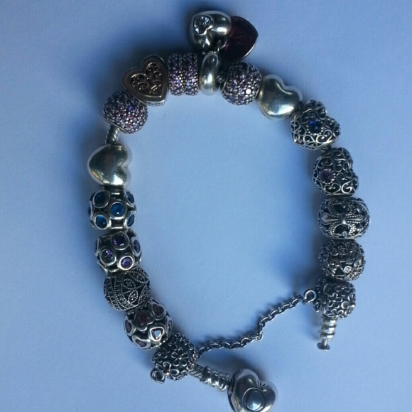 Pandora Silver Charm Bracelet with 14 charms