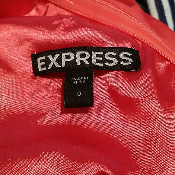 Express ruched and ruffled coral satin dress - Picture 2 of 2