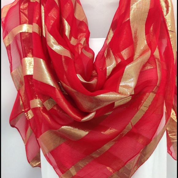 red and gold scarf