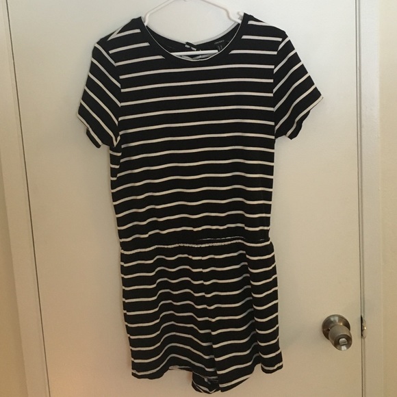 Black & white striped romper