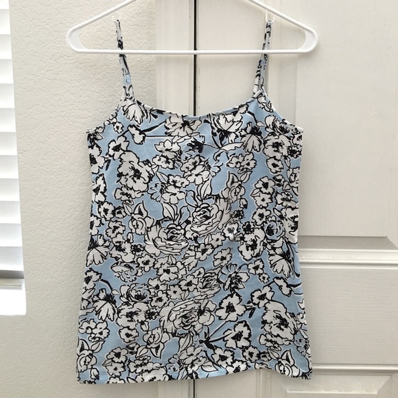 🆕 ✅ Ann Taylor Loft Blue Floral Cami Tank Top - Picture 2 of 3