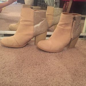 Glitter back suede booties