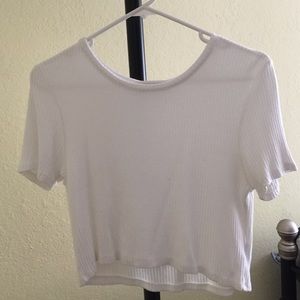 White ribbed crop top