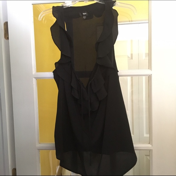 Target Black Tank with Ruffled Neckline