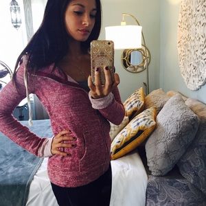 Pink and White Volcom Hoodie