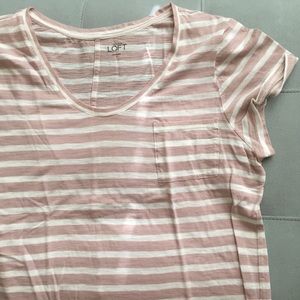 LOFT Soft Pink and White Stripe Tee