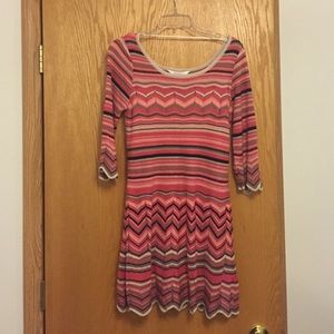 Pink Chevron Print Dress