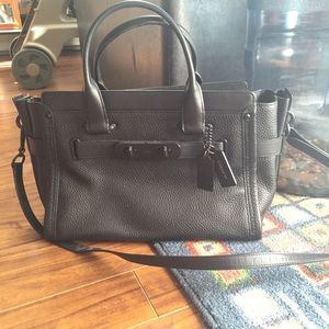 Black matte leather coach purse