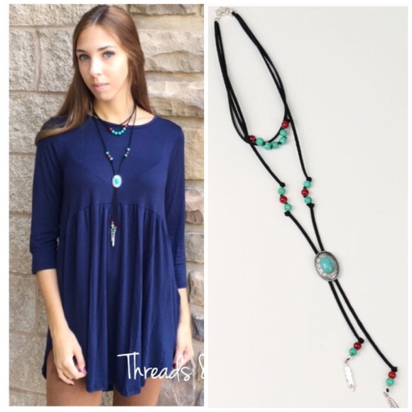 Suede String Choker Necklace - Picture 2 of 5