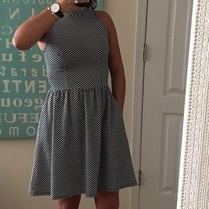 Black and white polka dotted dress