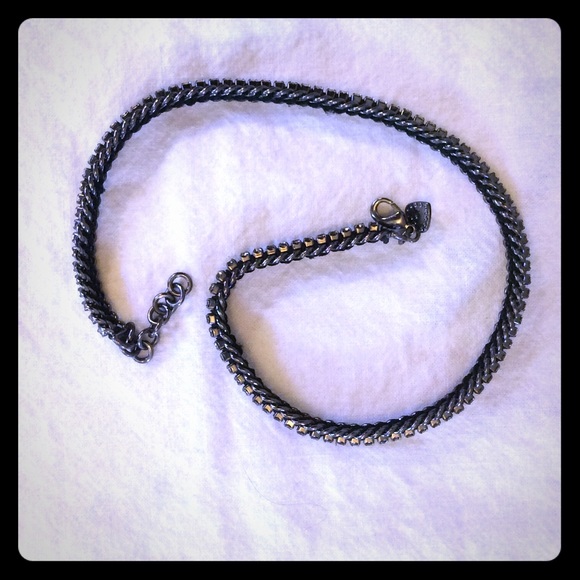 Stella & Dot Black Chain and Crystal Wrap Bracelet