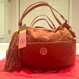 NWT never worn Tory Burch brown suede hobo bag