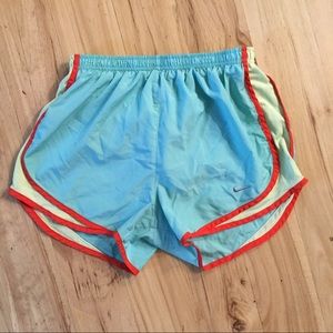 Aqua Nike running shorts