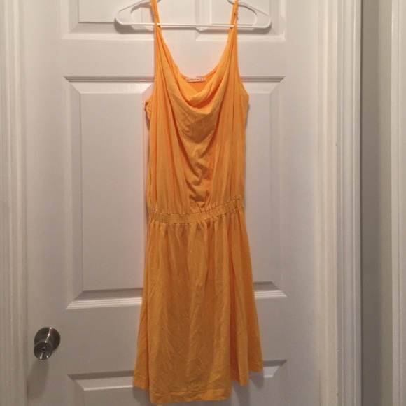 Yellow drop waist cowl neck sundress