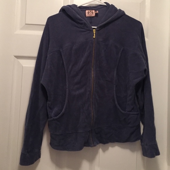 Blue Gray Terry Cloth Juicy Couture Zipper Hoodie