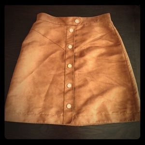 Suede button up skirt
