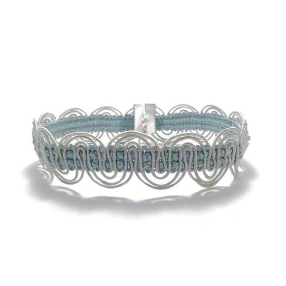 "Sebastian" Braided Waves Choker in Mint Blue