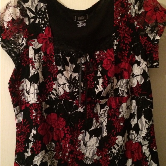 Beautiful black, red and white blouse