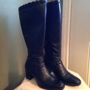 Knee boots leather worn once pristine condition.