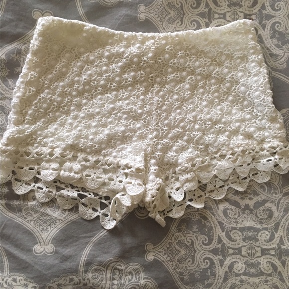 Ivory lace shorts