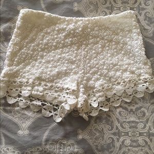 Ivory lace shorts