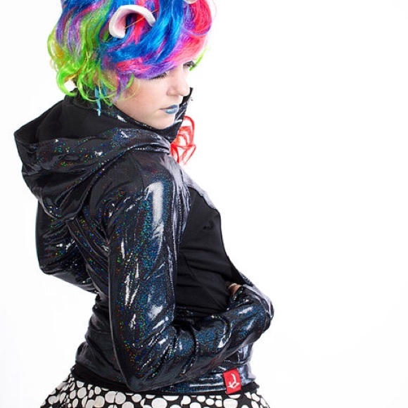 Warm Beastwares Black Holographic Oil Slick Jacket
