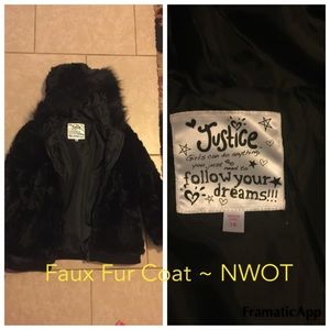 Justice Faux Fur Winter Coat Size 16