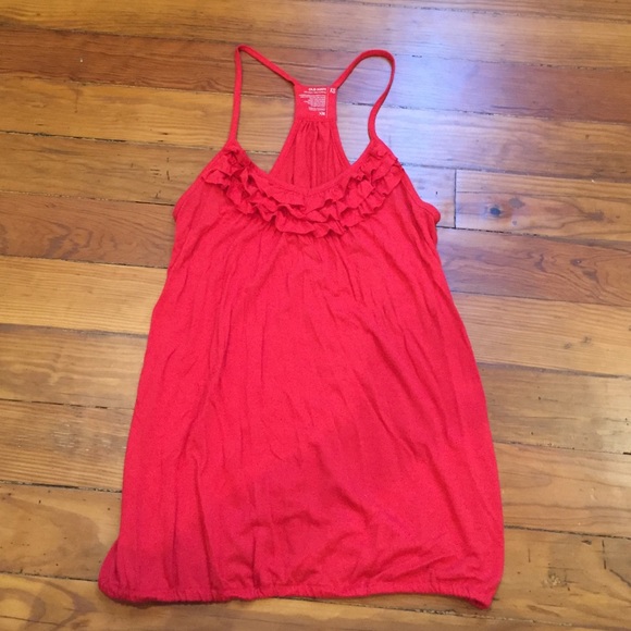Red ruffled top