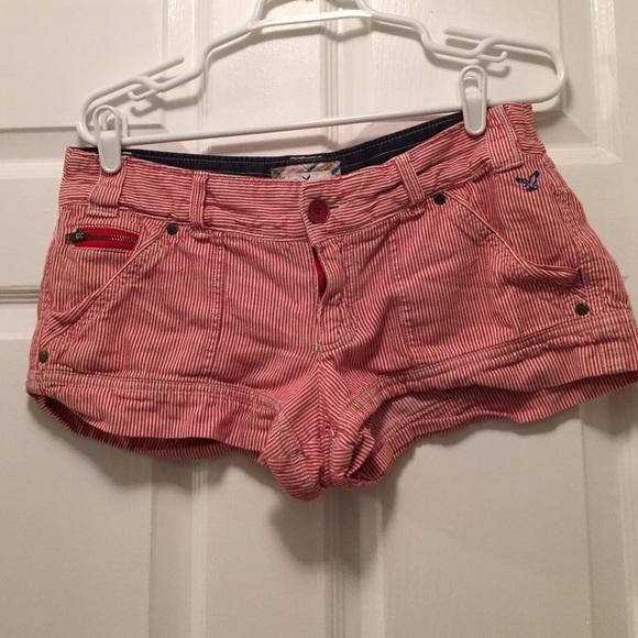 Red and White Striped American Eagle Shorts