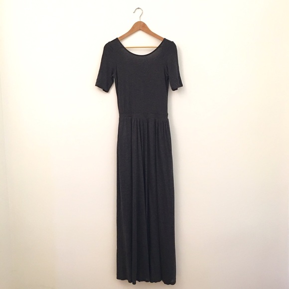 Anthropologie Grey Heather Jersey Scoop Back Maxi