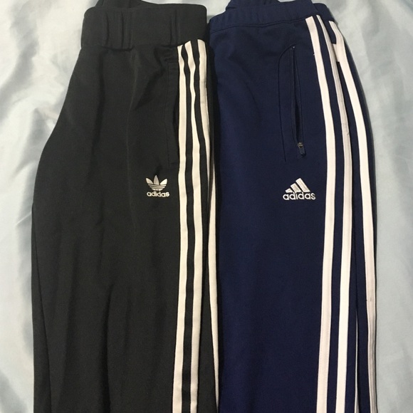 Black & Blue Adidas track pants