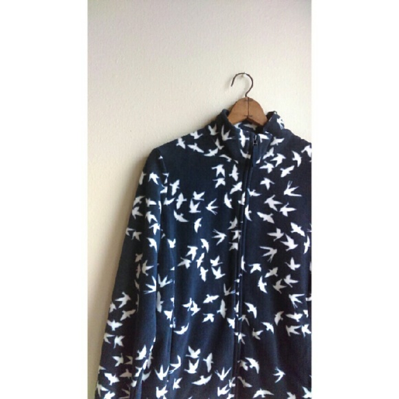 NWT Bird Print Micro Fleece Full Zip Jacket