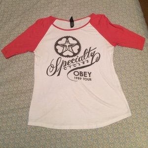 Red and White Obey Tee