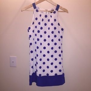 White Dress with Blue Polka Dots