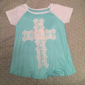 Light blue cross tee