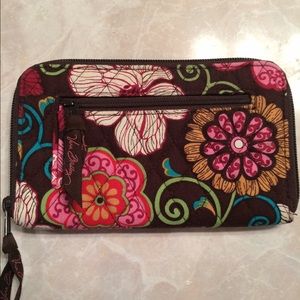 Vera Bradley brown w/multi-colored flower wallet