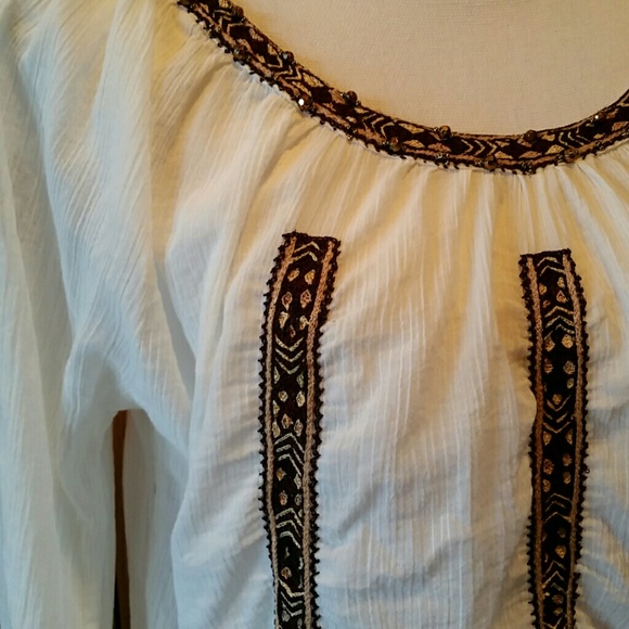 Joie Gauzy Boho Long Sleeve Top with Embroidery - Picture 2 of 4