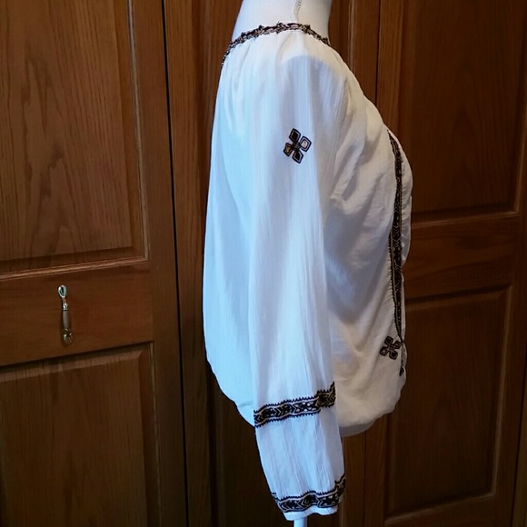 Joie Gauzy Boho Long Sleeve Top with Embroidery - Picture 3 of 4