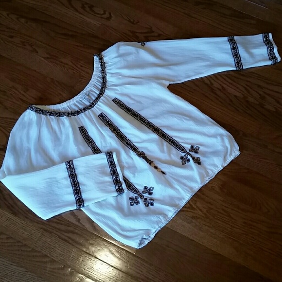 Joie Gauzy Boho Long Sleeve Top with Embroidery - Picture 4 of 4