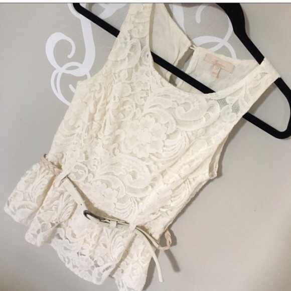 Cute Belted Lace Peplum Top - Picture 1 of 4
