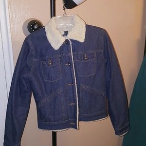 GAP JEAN COAT, SHEEP FUR INSIDE AND COLLAR!!!