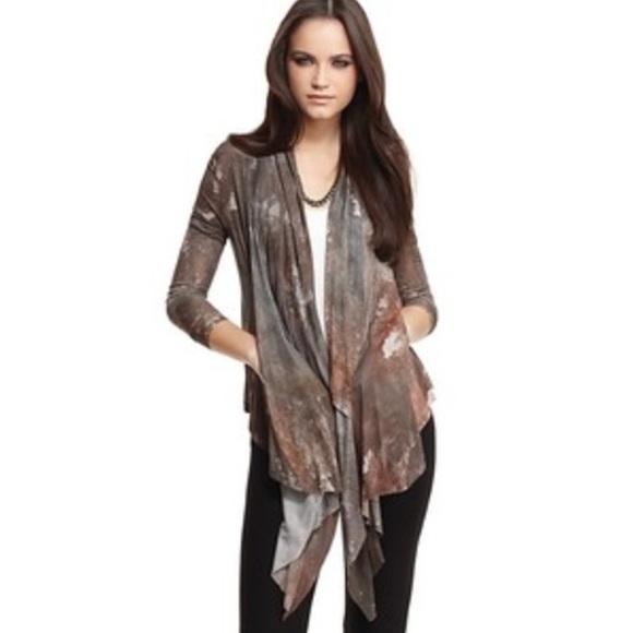 Helmut Lang Sweaters - Helmut Lang Peel Print Jersey Draped Cardigan